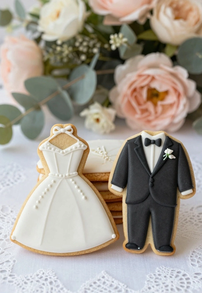 12 Bridal Shower Cookie Ideas That Are Cute, Creative, and Delicious - 3. Bride and Groom Cookies