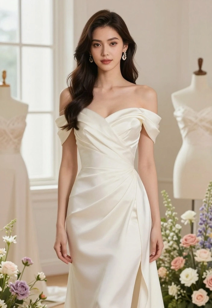 12 Bridal Shower Dress Ideas For A Chic Confident Celebration Look - 11. Off-Shoulder Dress with Eco-Friendly Fabric