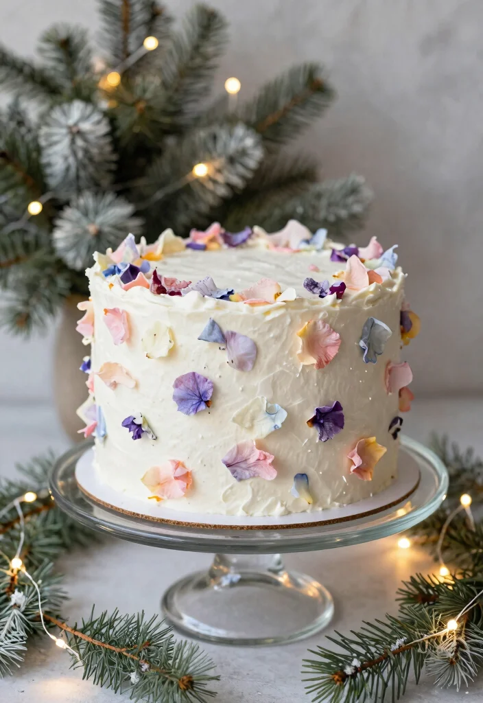 12 Frozen Cake Ideas Inspired By Snowy Sparkle And Beloved Characters - 11. Magical Frosted Petals Cake