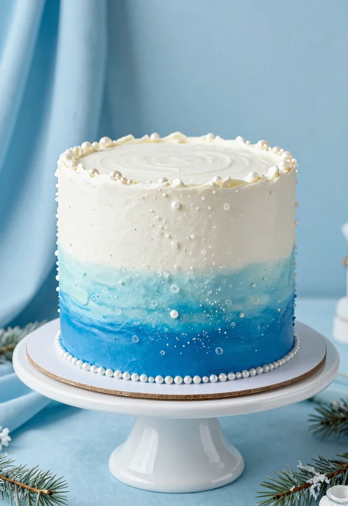 12 Frozen Cake Ideas Inspired By Snowy Sparkle And Beloved Characters - 6. Glacial Blue Ombre Cake