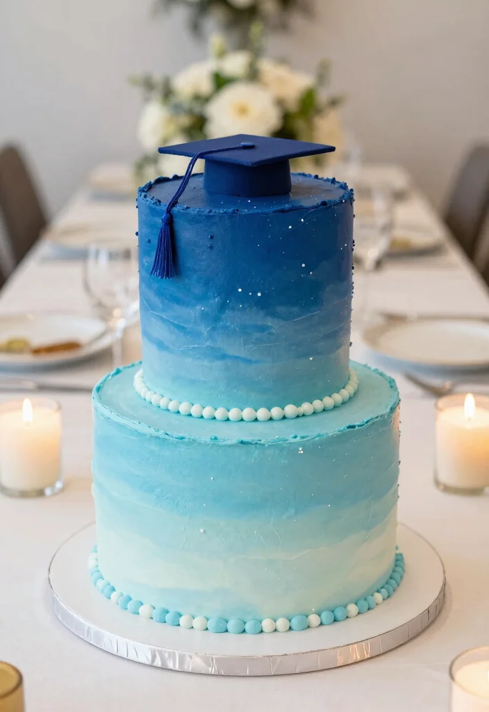 12 Graduation Cake Ideas To Celebrate Success With Sweet Creativity 100 12 Graduation Cake Ideas To Celebrate Success With Sweet Creativity - 10. Ombre Graduation Cake