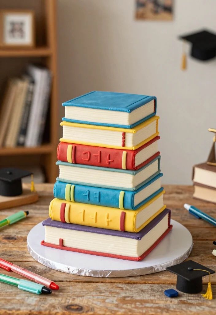 12 Graduation Cake Ideas To Celebrate Success With Sweet Creativity 12 12 Graduation Cake Ideas To Celebrate Success With Sweet Creativity - 2. Book Stack Cake