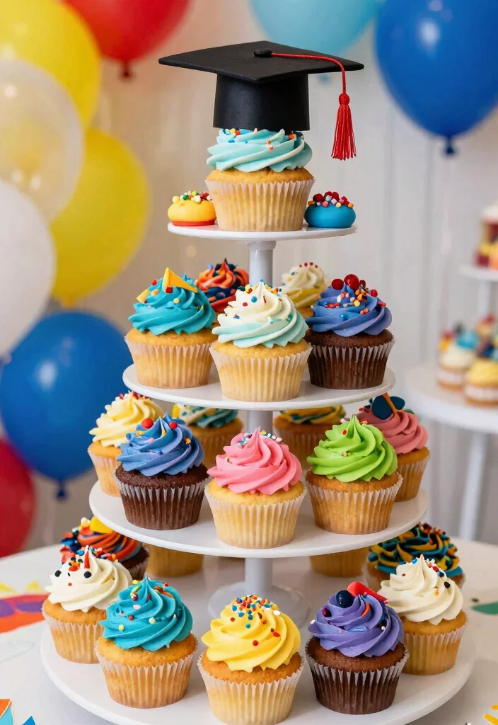 12 Graduation Cake Ideas To Celebrate Success With Sweet Creativity 67 12 Graduation Cake Ideas To Celebrate Success With Sweet Creativity - 7. Cupcake Tower