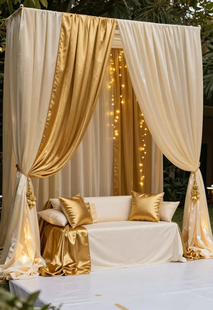 12 Seemantham Decoration Ideas Blending Tradition And Grace - 3. Elegant Drapes and Fabrics
