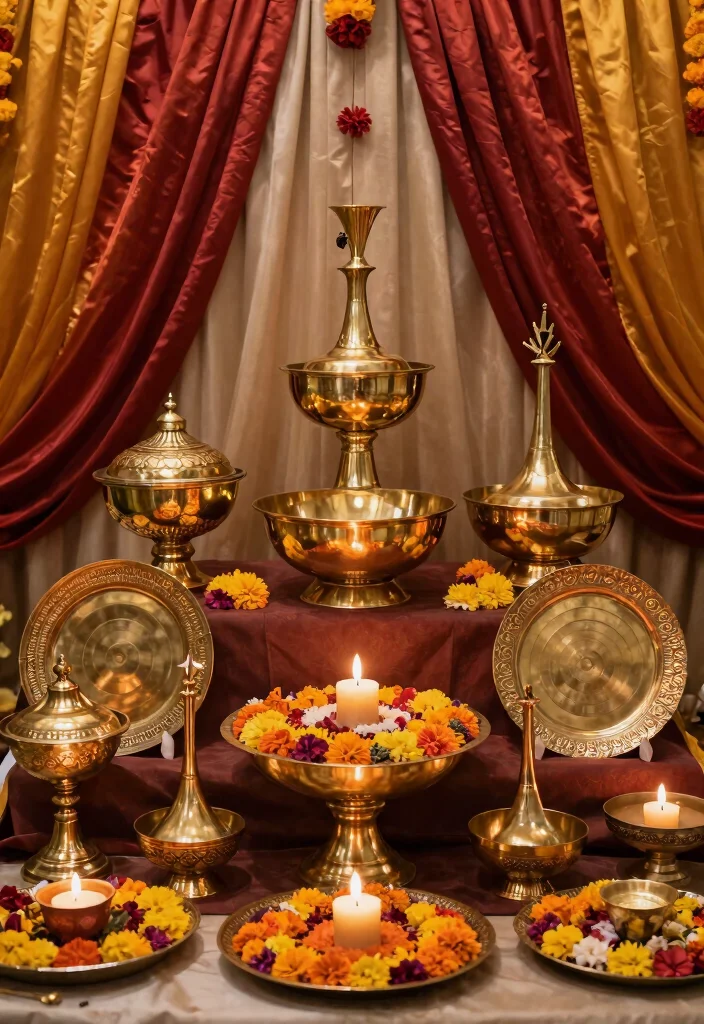 12 Seemantham Decoration Ideas Blending Tradition And Grace - 4. Traditional Brass Utensils