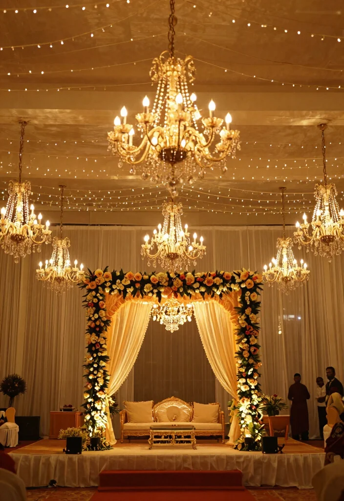 12 Seemantham Decoration Ideas Blending Tradition And Grace - 9. Elegant Lighting Fixtures