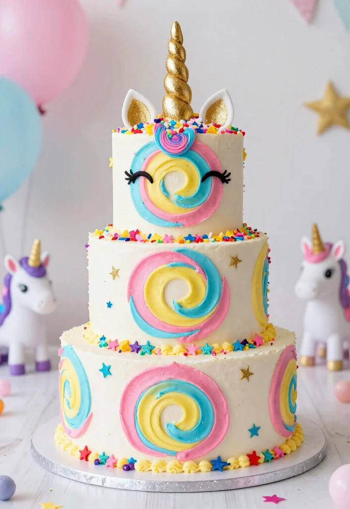 12 Unicorn Cake Ideas Filled With Magical Bright Playful Style - 1. Rainbow Swirl Unicorn Cake