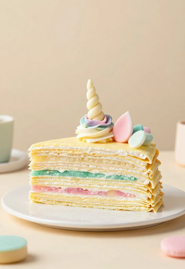 12 Unicorn Cake Ideas Filled With Magical Bright Playful Style - 11. Unicorn Crepe Cake