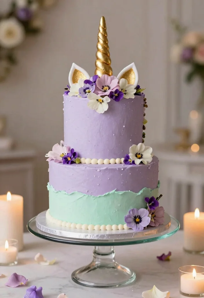 12 Unicorn Cake Ideas Filled With Magical Bright Playful Style - 4. Two-Tone Unicorn Wedding Cake