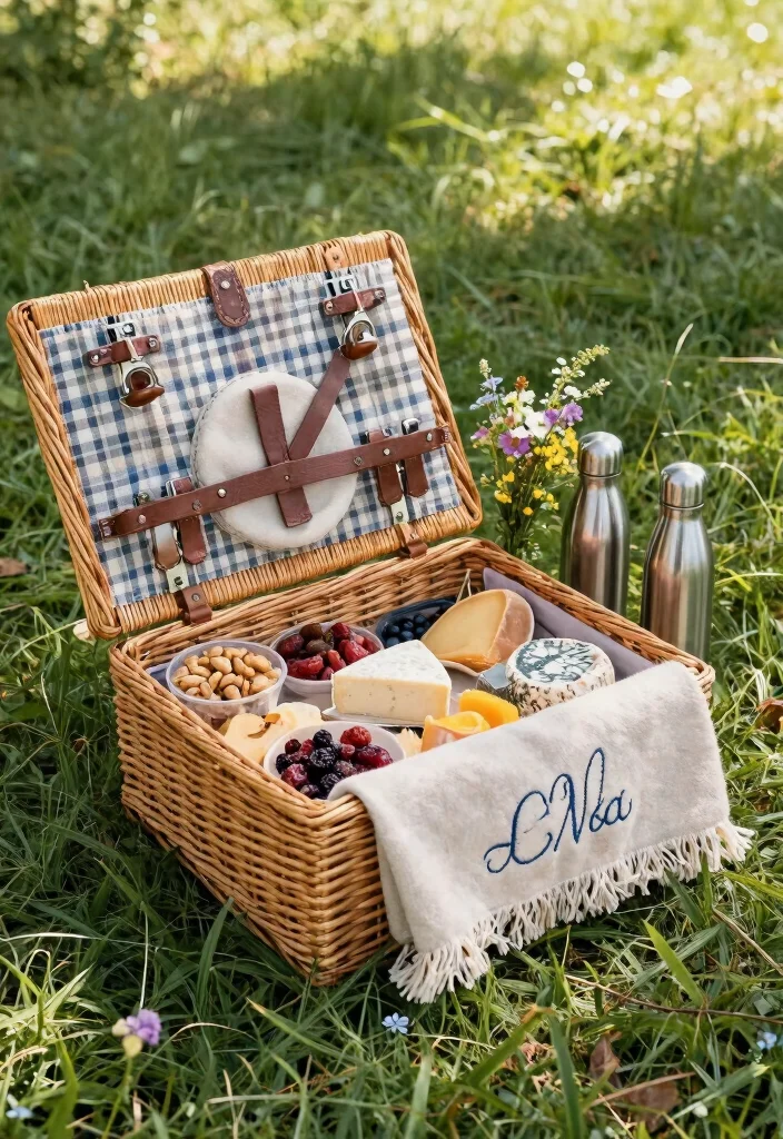12 Wedding Basket Gift Ideas Curated For Warm Joyful Gifting - 1. Personalized Eco-Friendly Picnic Basket
