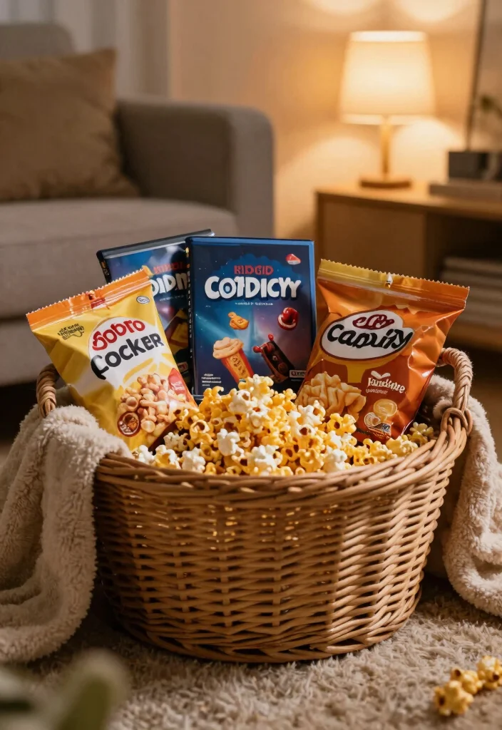 12 Wedding Basket Gift Ideas Curated For Warm Joyful Gifting - 9. Cozy Movie Night Basket