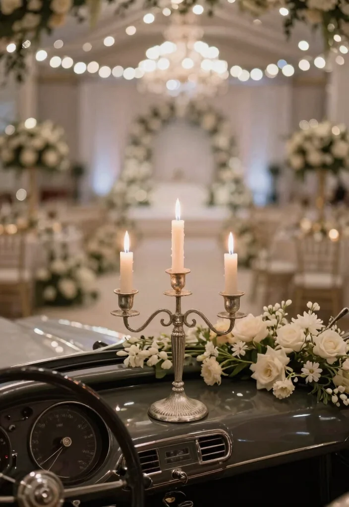 12 Wedding Car Decoration Ideas For A Stylish Grand Entrance - 9. Elegant Candelabra Display