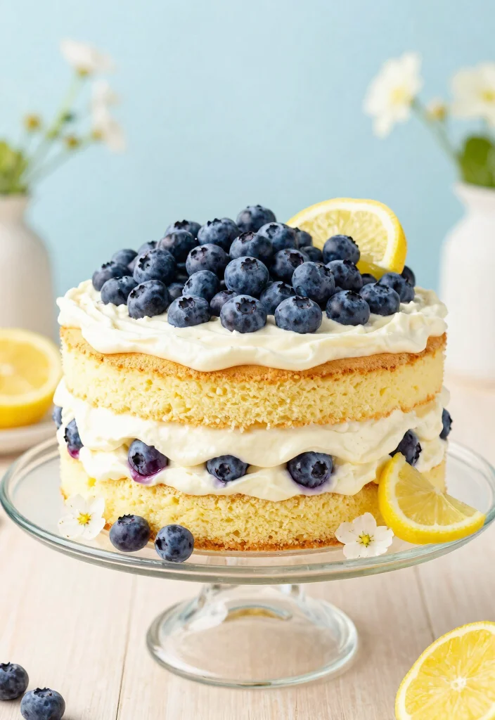 14 Birthday Cake Ideas That Impress Guests With Style And Flavor - 9. Lemon Blueberry Layer Cake