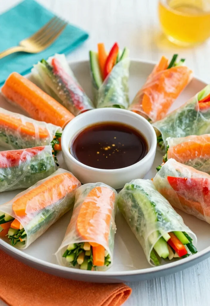 14 Bridal Shower Food Ideas Your Guests Will Love From Start To Finish - 3. Colorful Vegetable Spring Rolls