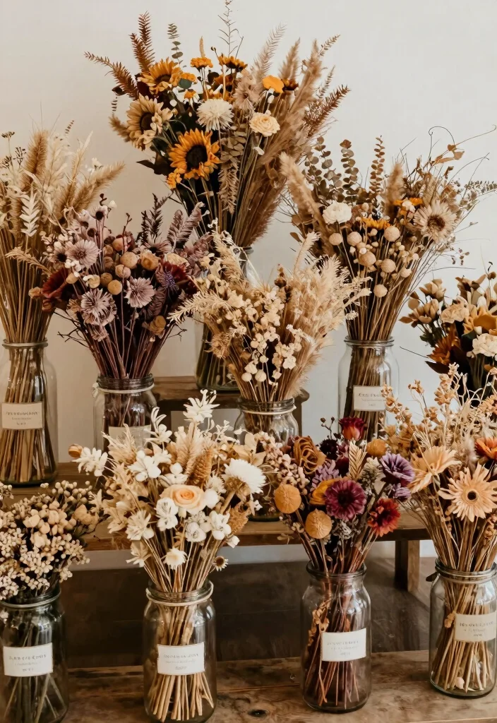 14 Engagement Party Decoration Ideas For A Stunning Festive Look - 10. Dried Flower Arrangements