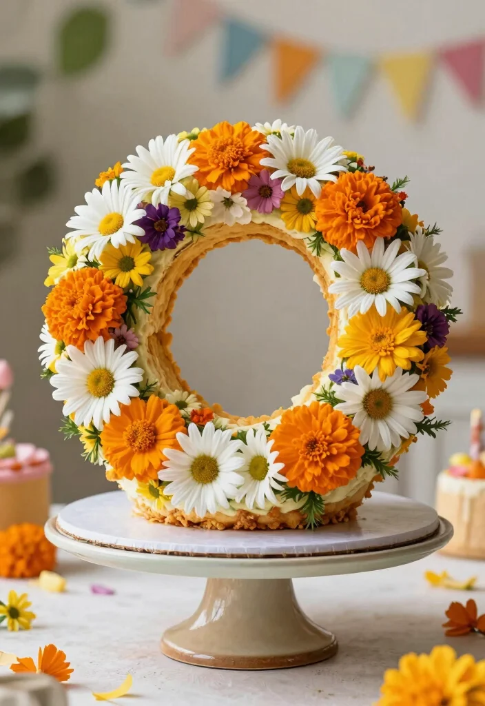 14 Floral Cake Ideas Bringing Fresh Elegant Botanical Beauty - 11. Whimsical Floral Wreath Cake