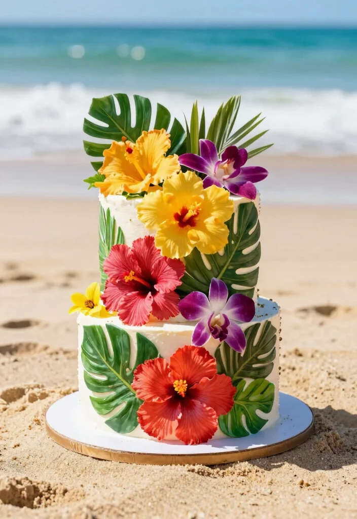 14 Floral Cake Ideas Bringing Fresh Elegant Botanical Beauty - 12. Tropical Floral Cake with Exotic Blooms