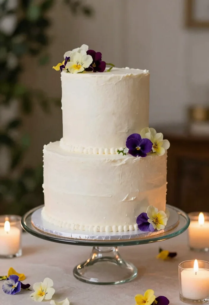 14 Floral Cake Ideas Bringing Fresh Elegant Botanical Beauty - 2. Elegant White Cake with Edible Flowers