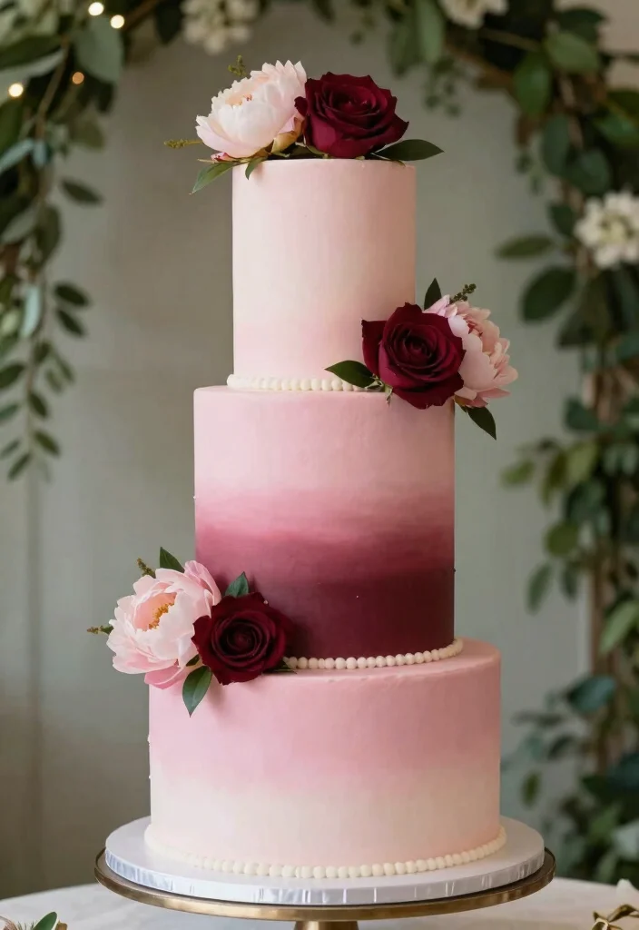 14 Floral Cake Ideas Bringing Fresh Elegant Botanical Beauty - 8. Elegant Ombre Cake with Floral Highlights