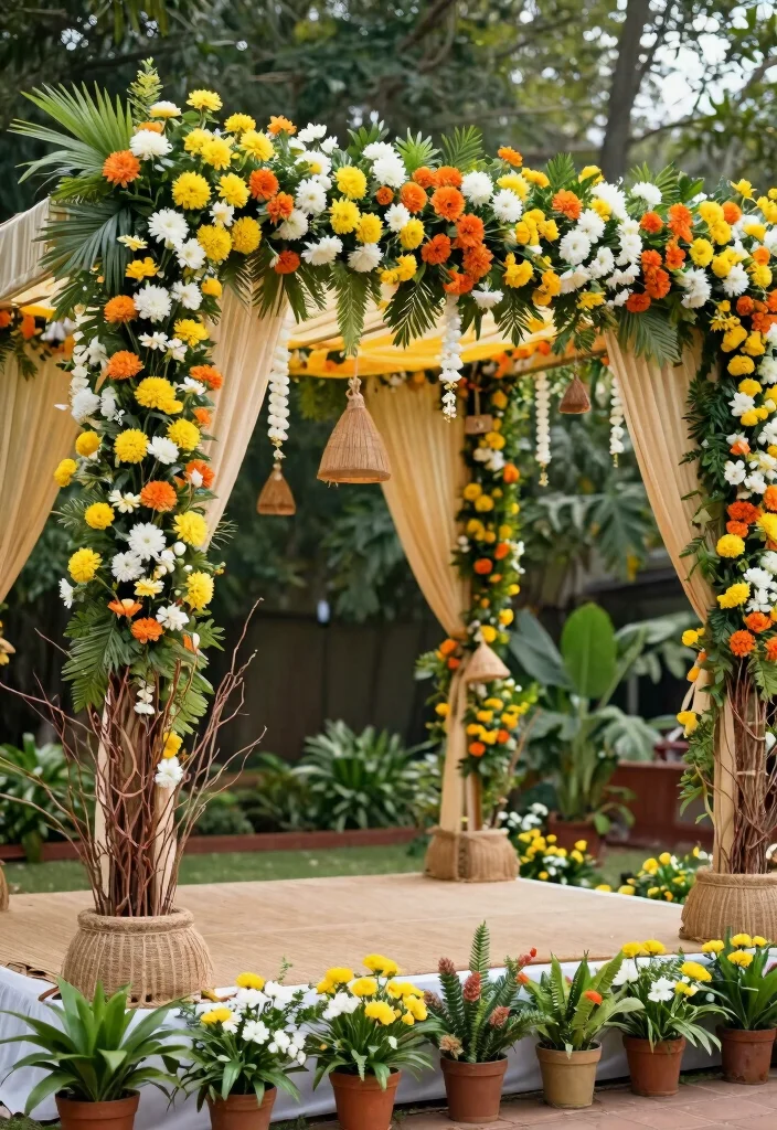 14 Mandap Decoration Ideas Creating A Sacred Beautiful Setting - 1. Eco-Friendly Floral Mandap Decor