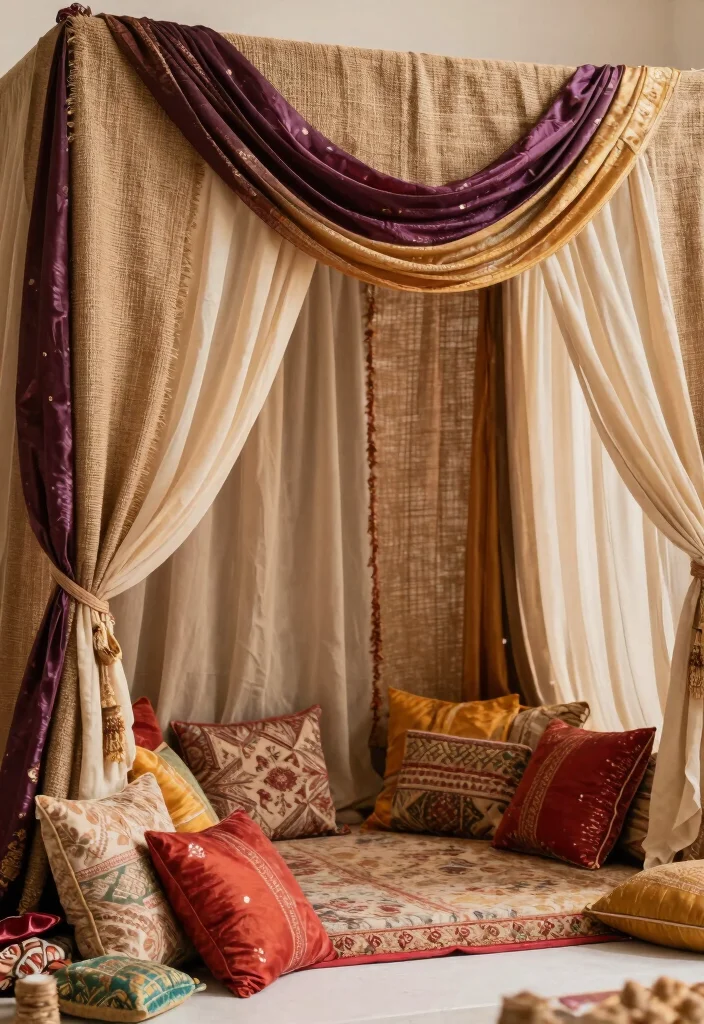 14 Mandap Decoration Ideas Creating A Sacred Beautiful Setting - 5. Textile-Dominated Mandap