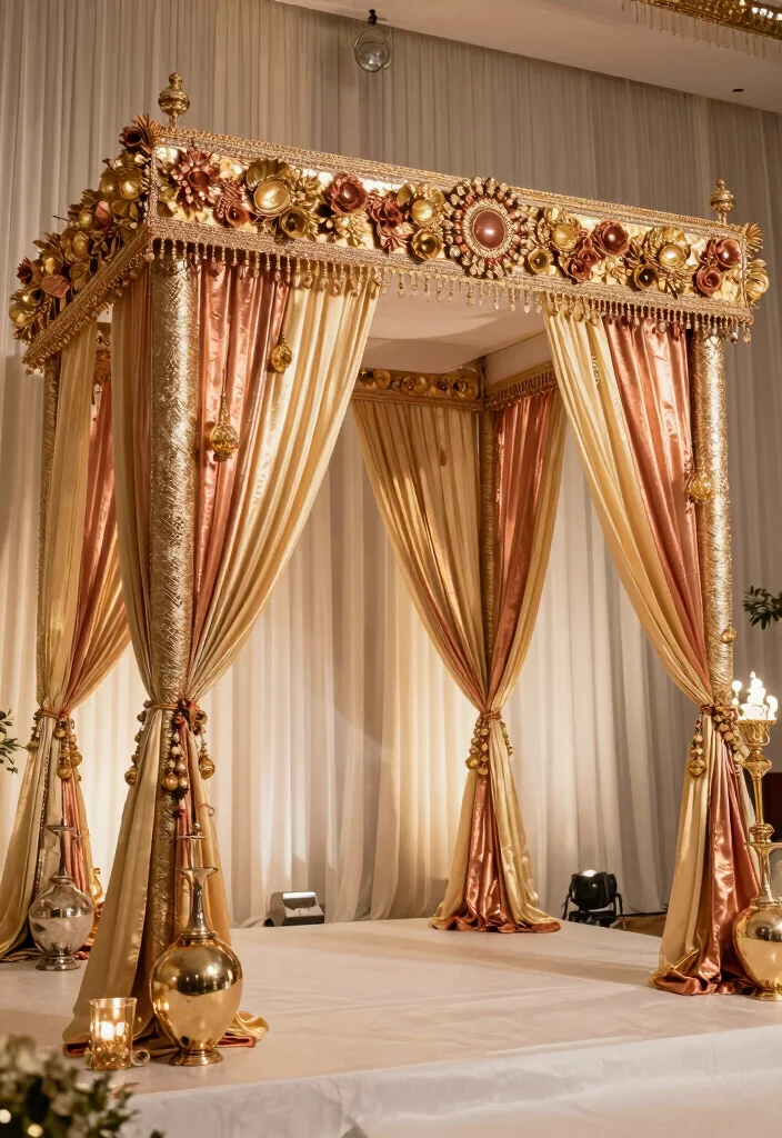 14 Mandap Decoration Ideas Creating A Sacred Beautiful Setting - 9. Glamorous Metallic Accents