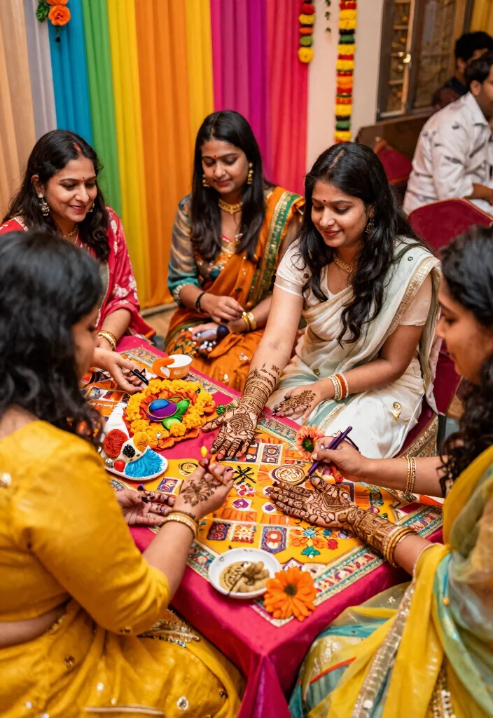 14 Sangeet Decoration Ideas Filled With Music Dance And Color 111 14 Sangeet Decoration Ideas Filled With Music Dance And Color - 11. Artistic Henna Stations