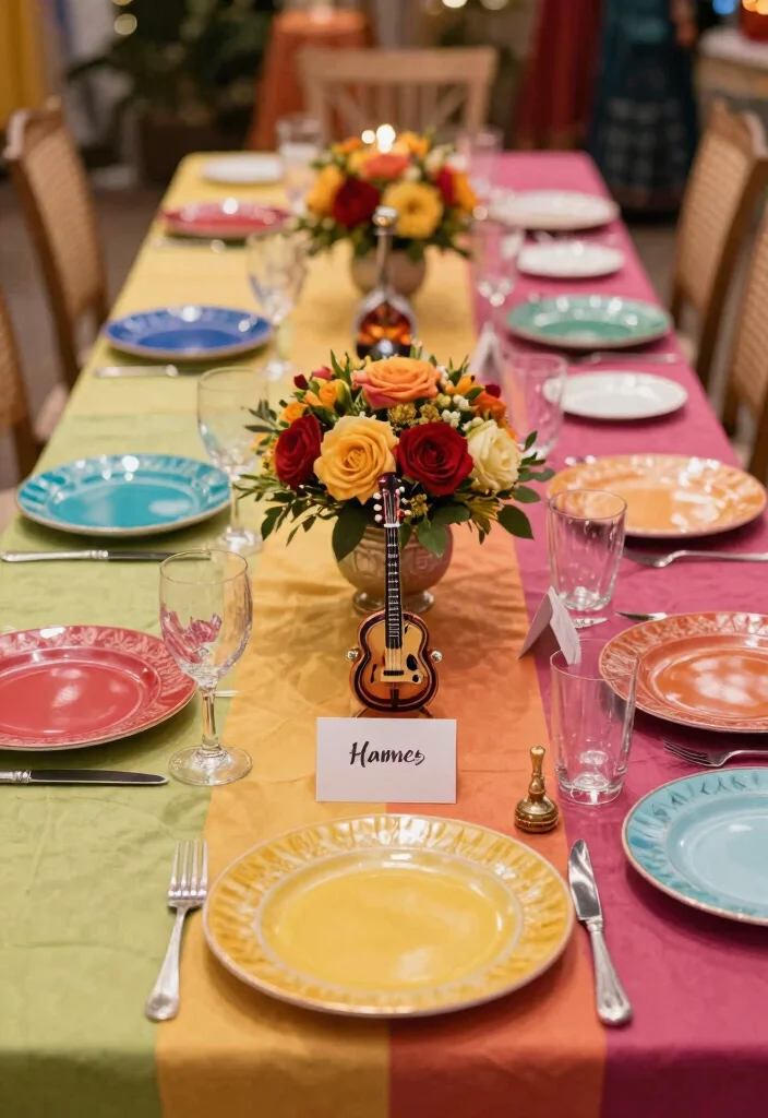 14 Sangeet Decoration Ideas Filled With Music Dance And Color 133 14 Sangeet Decoration Ideas Filled With Music Dance And Color - 13. Colorful Table Settings