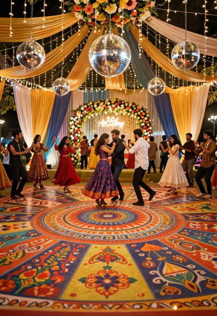 14 Sangeet Decoration Ideas Filled With Music Dance And Color 45 14 Sangeet Decoration Ideas Filled With Music Dance And Color - 5. Dance Floor Extravaganza