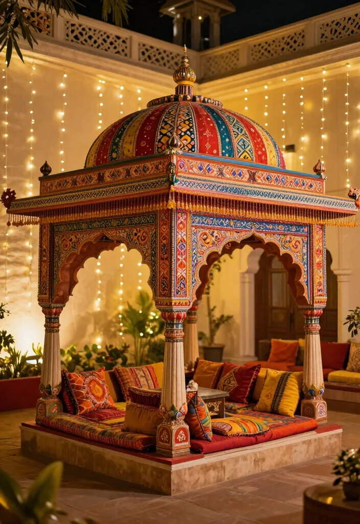 14 Sangeet Decoration Ideas Filled With Music Dance And Color 56 14 Sangeet Decoration Ideas Filled With Music Dance And Color - 6. Ethnic Chhatris and Jharokhas