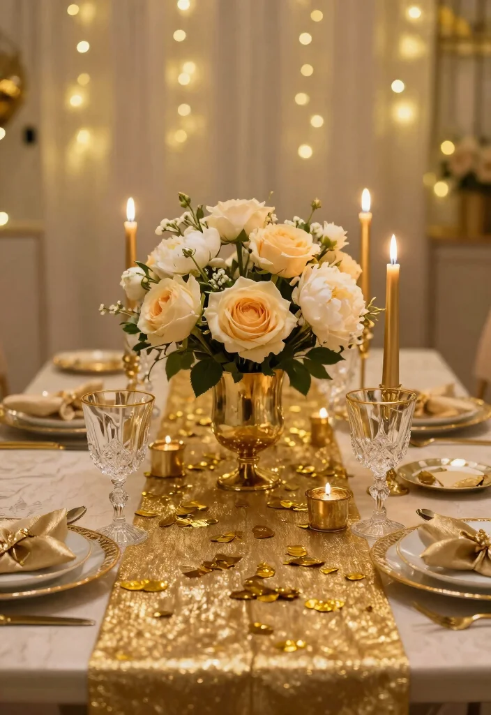 14 Sixtieth Anniversary Party Ideas To Celebrate A Lifetime Of Love - 2. Elegant Golden Details