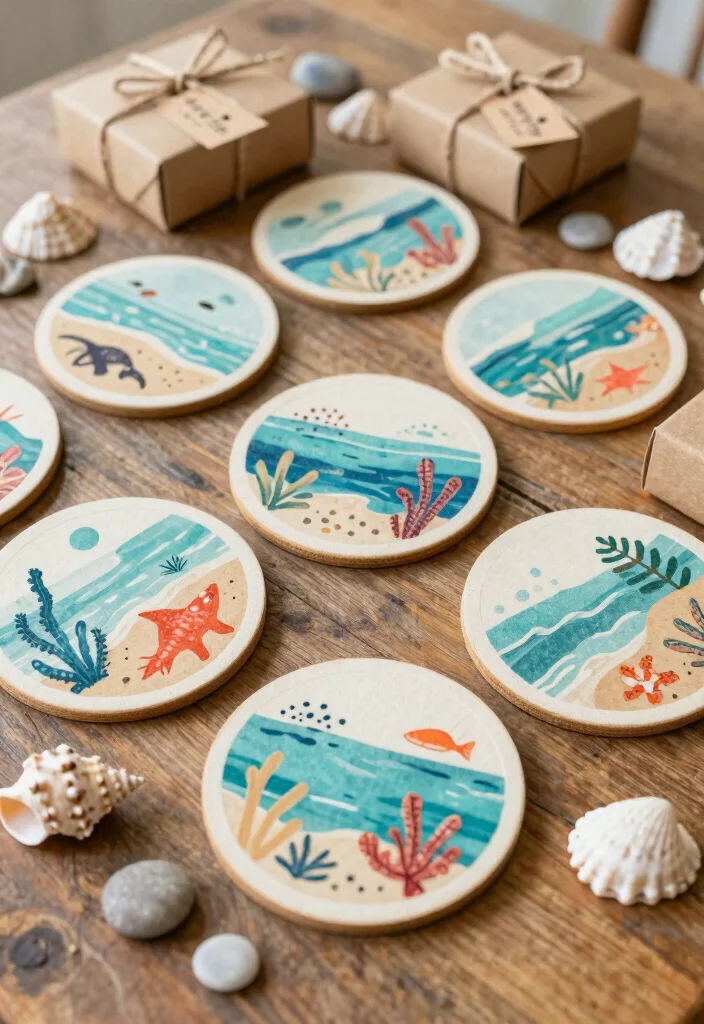10 Beach Wedding Favor Ideas Perfect for a Coastal Celebration 10. Coastal Themed Coasters 0