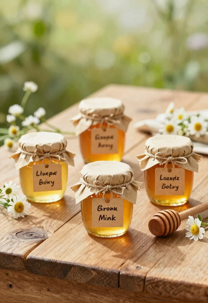10 Beach Wedding Favor Ideas Perfect for a Coastal Celebration 4. Miniature Jars of Local Honey 0