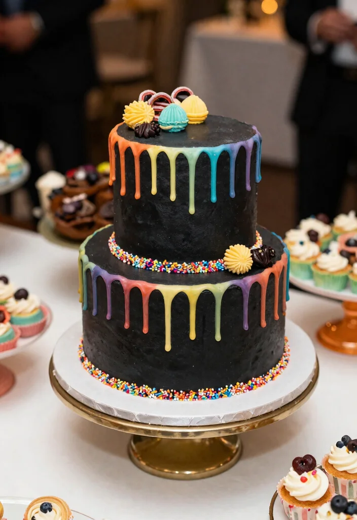 10 Black Wedding Cake Ideas for Bold Modern Weddings 8. Dripped Elegance 0