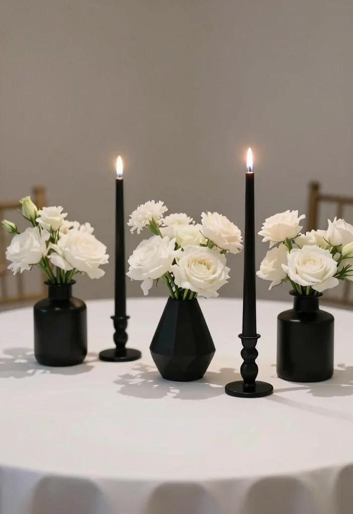 10 Black and White Engagement Party Ideas for a Chic Look 1 10 Black and White Engagement Party Ideas for a Chic Look 1. Elegant Monochrome Centerpieces 0