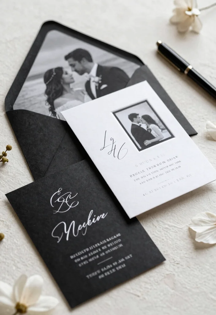 10 Black and White Engagement Party Ideas for a Chic Look 2 10 Black and White Engagement Party Ideas for a Chic Look 2. Stylish Invitations 0