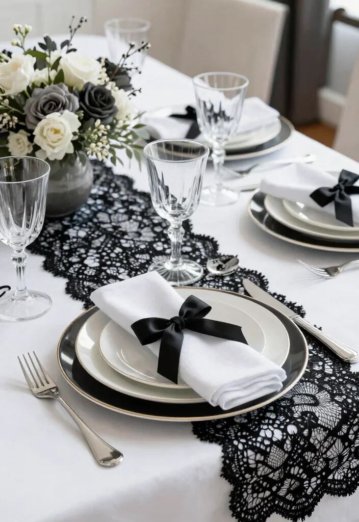 10 Black and White Engagement Party Ideas for a Chic Look 13 10 Black and White Engagement Party Ideas for a Chic Look 3. Chic Table Settings 0