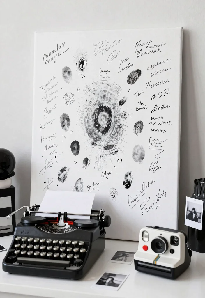 10 Black and White Engagement Party Ideas for a Chic Look 38 10 Black and White Engagement Party Ideas for a Chic Look 8. Creative Guest Book Alternatives 0