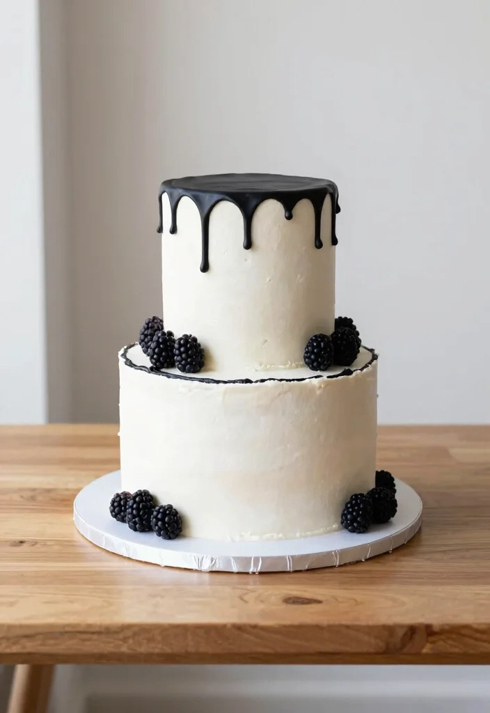 10 Black and White Wedding Cake Ideas for Modern Elegance 3. Minimalist Elegance 0