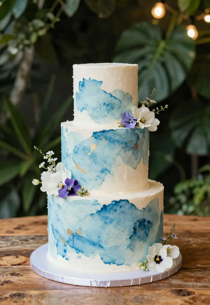 10 Blue Wedding Cake Ideas for Elegant Color Themes 24 10 Blue Wedding Cake Ideas for Elegant Color Themes 4. Blue Watercolor Wonder 0