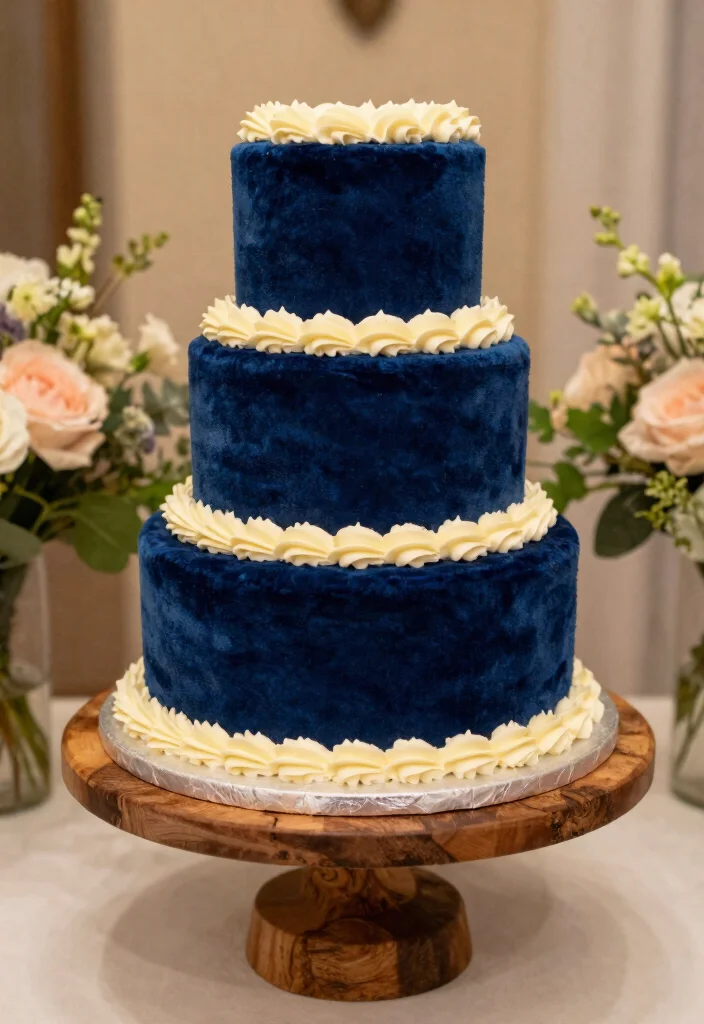 10 Blue Wedding Cake Ideas for Elegant Color Themes 25 10 Blue Wedding Cake Ideas for Elegant Color Themes 5. Blue Velvet Sensation 0