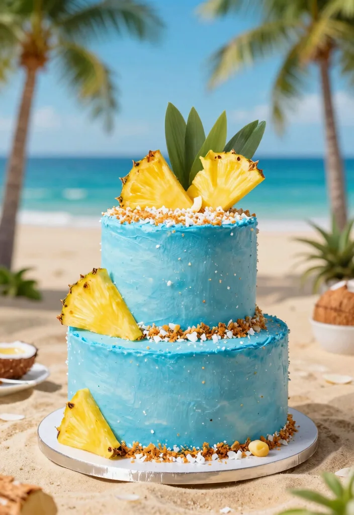 10 Blue Wedding Cake Ideas for Elegant Color Themes 48 10 Blue Wedding Cake Ideas for Elegant Color Themes 8. Blue Coconut Tropical Escape 0