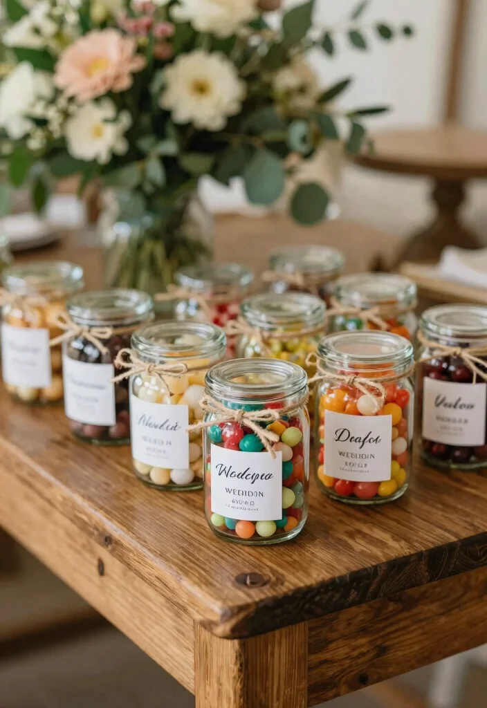 10 Candy Wedding Favor Ideas Guests Will Love Taking Home 1 10 Candy Wedding Favor Ideas Guests Will Love Taking Home 1. Personalized Mini Candy Jars 0