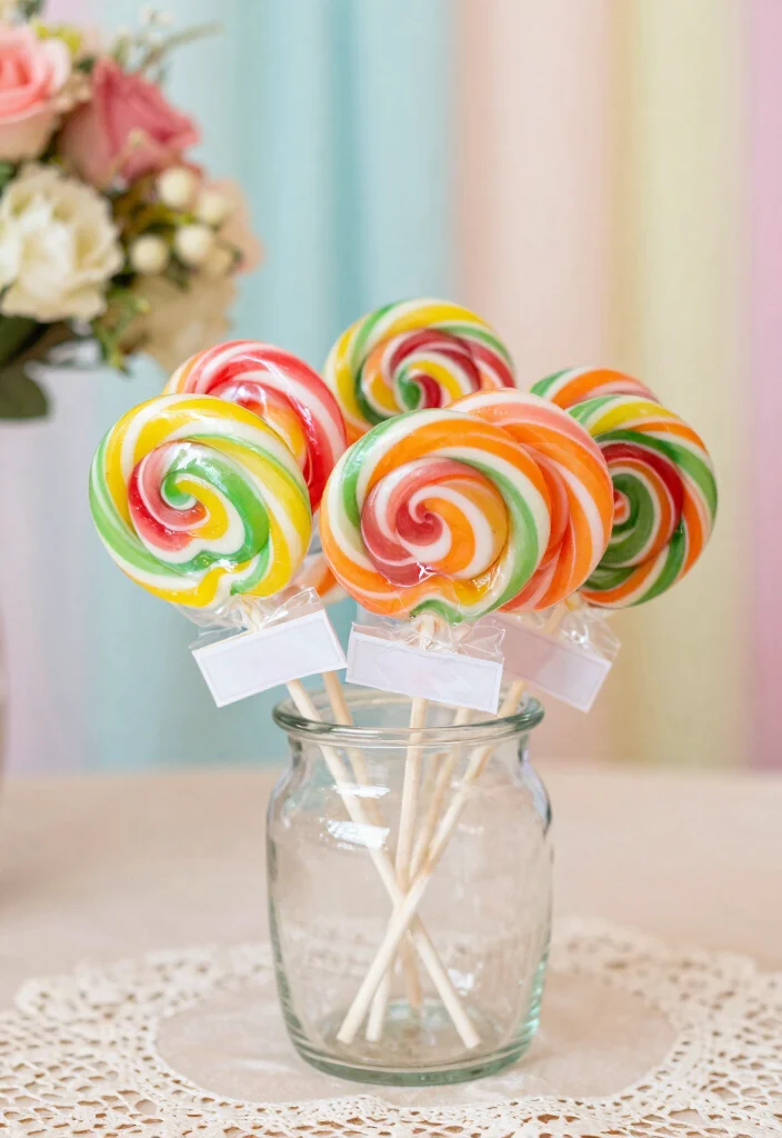 10 Candy Wedding Favor Ideas Guests Will Love Taking Home 12 10 Candy Wedding Favor Ideas Guests Will Love Taking Home 2. Custom Lollipops 0