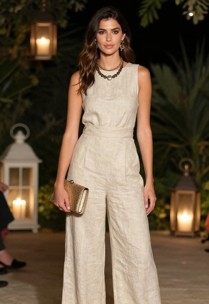 10 Casual Engagement Party Guest Outfit Ideas That Feel Right 12 10 Casual Engagement Party Guest Outfit Ideas That Feel Right 2. Stylish Jumpsuit in a Natural Fabric 0