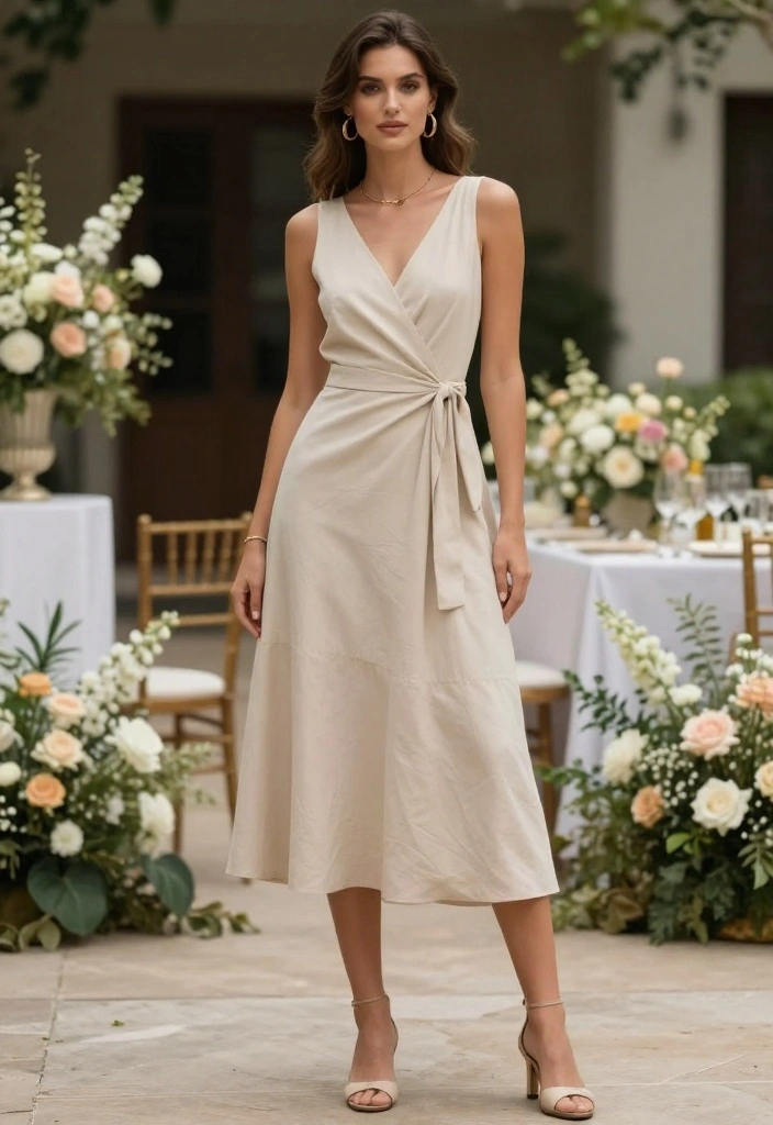 10 Casual Engagement Party Guest Outfit Ideas That Feel Right 26 10 Casual Engagement Party Guest Outfit Ideas That Feel Right 6. Elegant Midi Dress with a Sustainable Fabric 0