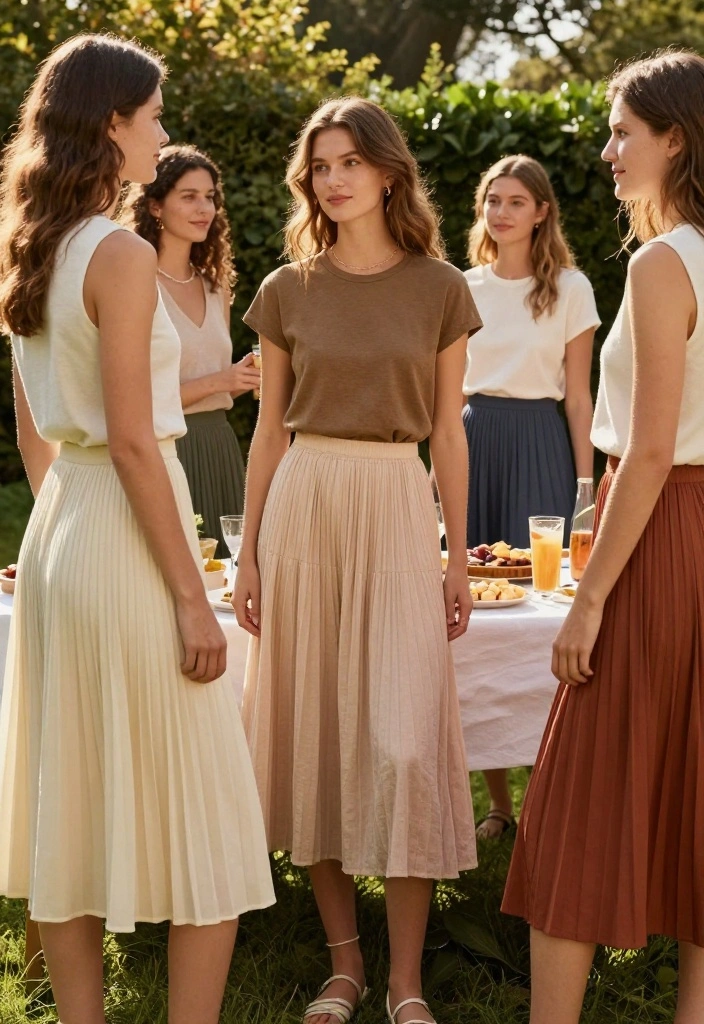 10 Casual Engagement Party Outfit Ideas That Feel Comfortable 4. Comfortable Midi Skirts with Simple Tops 0