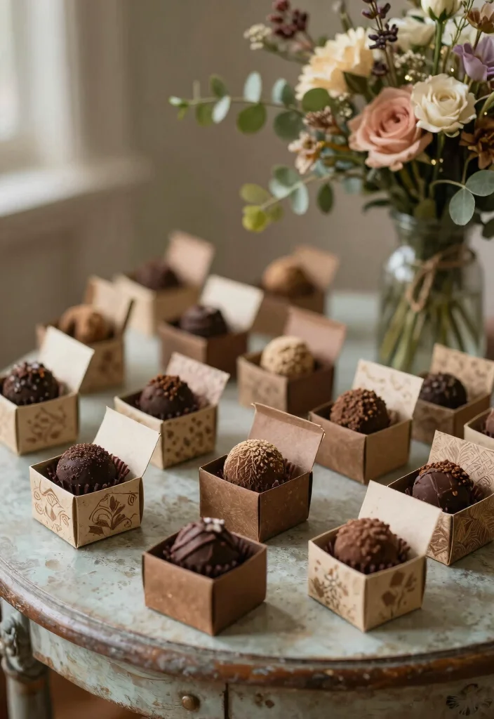 10 Chocolate Wedding Favor Ideas Guests Will Instantly Love 3. Mini Chocolate Truffle Boxes 0