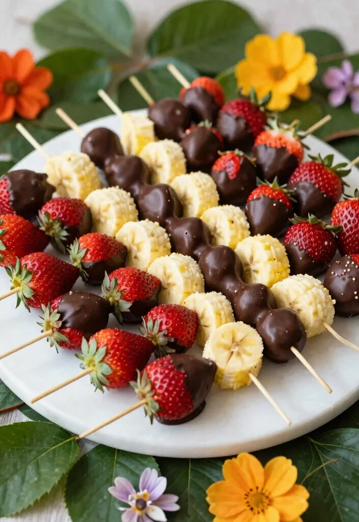 10 Chocolate Wedding Favor Ideas Guests Will Instantly Love 4. Chocolate Dipped Fruit Skewers 0