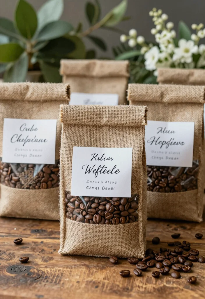 10 Coffee Wedding Favor Ideas for Coffee Loving Couples 1. Personalized Coffee Bags 0